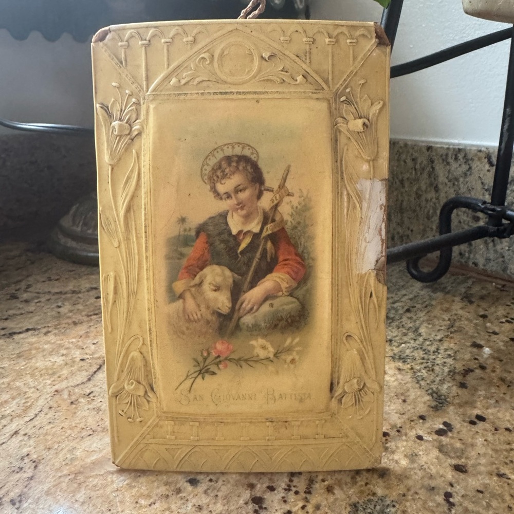 Antique Celluloid St John the Baptist Plate
